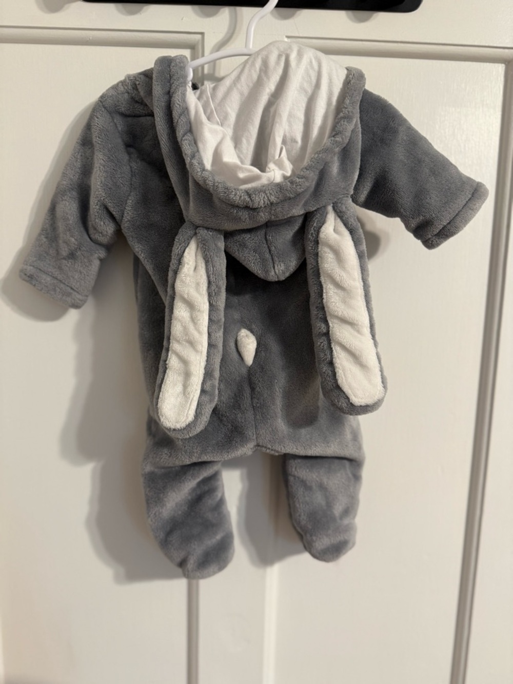 Grey Bunny Hooded Baby Onesie Costume newborn to 3 months